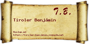 Tiroler Benjámin névjegykártya